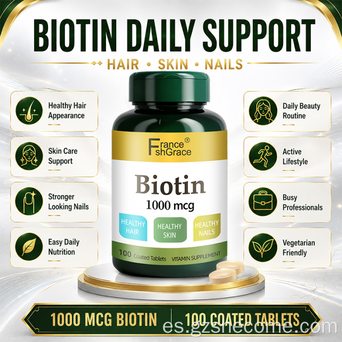 Shecome Biotina Tabletas Cabello Piel Uñas Salud Apoyo